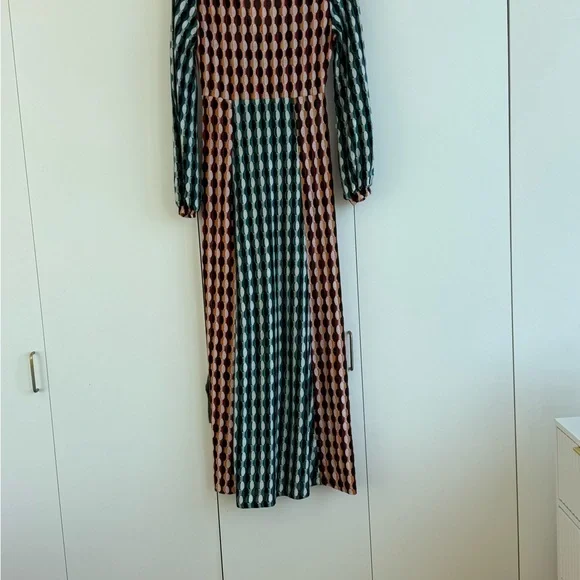 RIXO Phoebe Knit Dress Multicolor Long Sleeve Maxi Dress Size XS US 4 - Picture 6 of 11